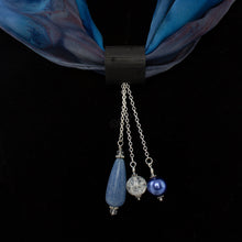 Load image into Gallery viewer, iBella® scarf slide jewelry set named Bar Harbor pictured hanging on a scarf.  iBella® Scarf Slides and scarf slide sets, jewelry sets.
