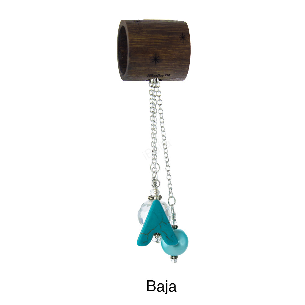 iBella® scarf slide jewelry set named Baja - alternate scarf slide set bead combination with the AAA pendant. This scarf slide set is pictured hanging.  iBella® Scarf Slides and scarf slide sets, jewelry sets.