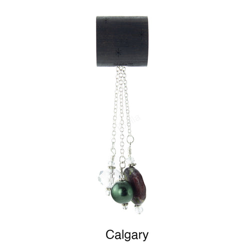 iBella® scarf slide jewelry set named Calgary - alternate scarf slide set bead combination with the AAA pendant. This scarf slide set is pictured hanging.  iBella® Scarf Slides and scarf slide sets, jewelry sets.