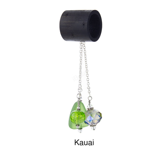iBella® scarf slide jewelry set named Kauai - alternate scarf slide set bead combination with the AAA pendant. This scarf slide set is pictured hanging.  iBella® Scarf Slides and scarf slide sets, jewelry sets.