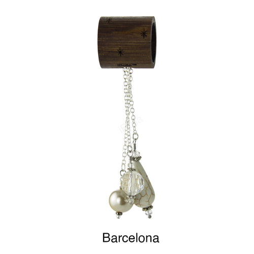 iBella® scarf slide jewelry set named Barcelona - alternate scarf slide set bead combination with the AAA pendant. This scarf slide set is pictured hanging.  iBella® Scarf Slides and scarf slide sets, jewelry sets.