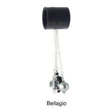 Load image into Gallery viewer, iBella® scarf slide jewelry set named Bellagio - alternate scarf slide set bead combination with the AAA pendant. This scarf slide set is pictured hanging.  iBella® Scarf Slides and scarf slide sets, jewelry sets.

