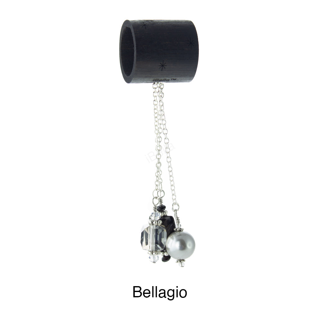 iBella® scarf slide jewelry set named Bellagio - alternate scarf slide set bead combination with the AAA pendant. This scarf slide set is pictured hanging.  iBella® Scarf Slides and scarf slide sets, jewelry sets.